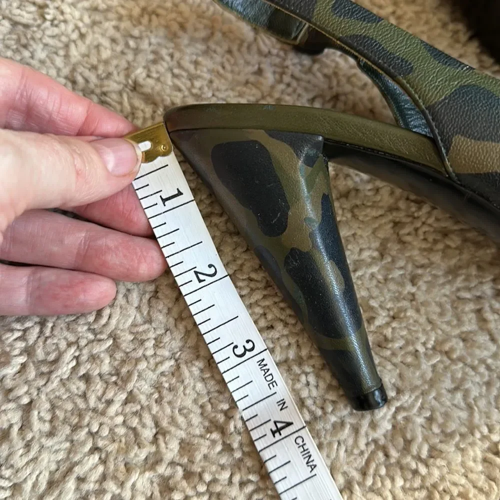 MARC JACOBS HEELS GOTH PUNK CAMO SLINGBACK PUMPS LEATHER MADE IN ITALY SIZE 39